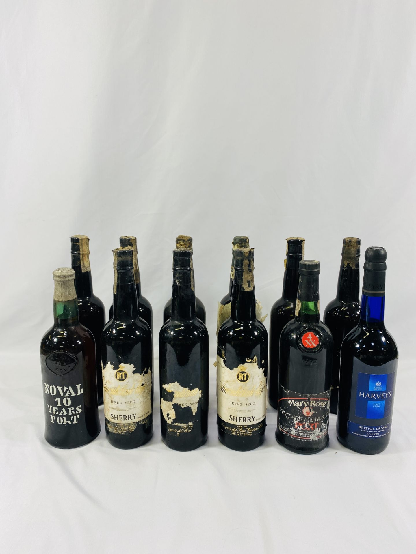 Ten bottles of sherry and two bottles of port