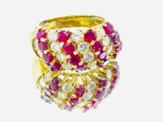 Gold, ruby and diamond ring