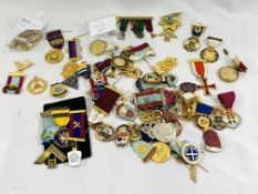 A collection of Masonic regalia and badges