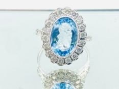 White gold aquamarine and diamond ring