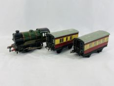 Tin plate 0 gauge locomotive and carriages