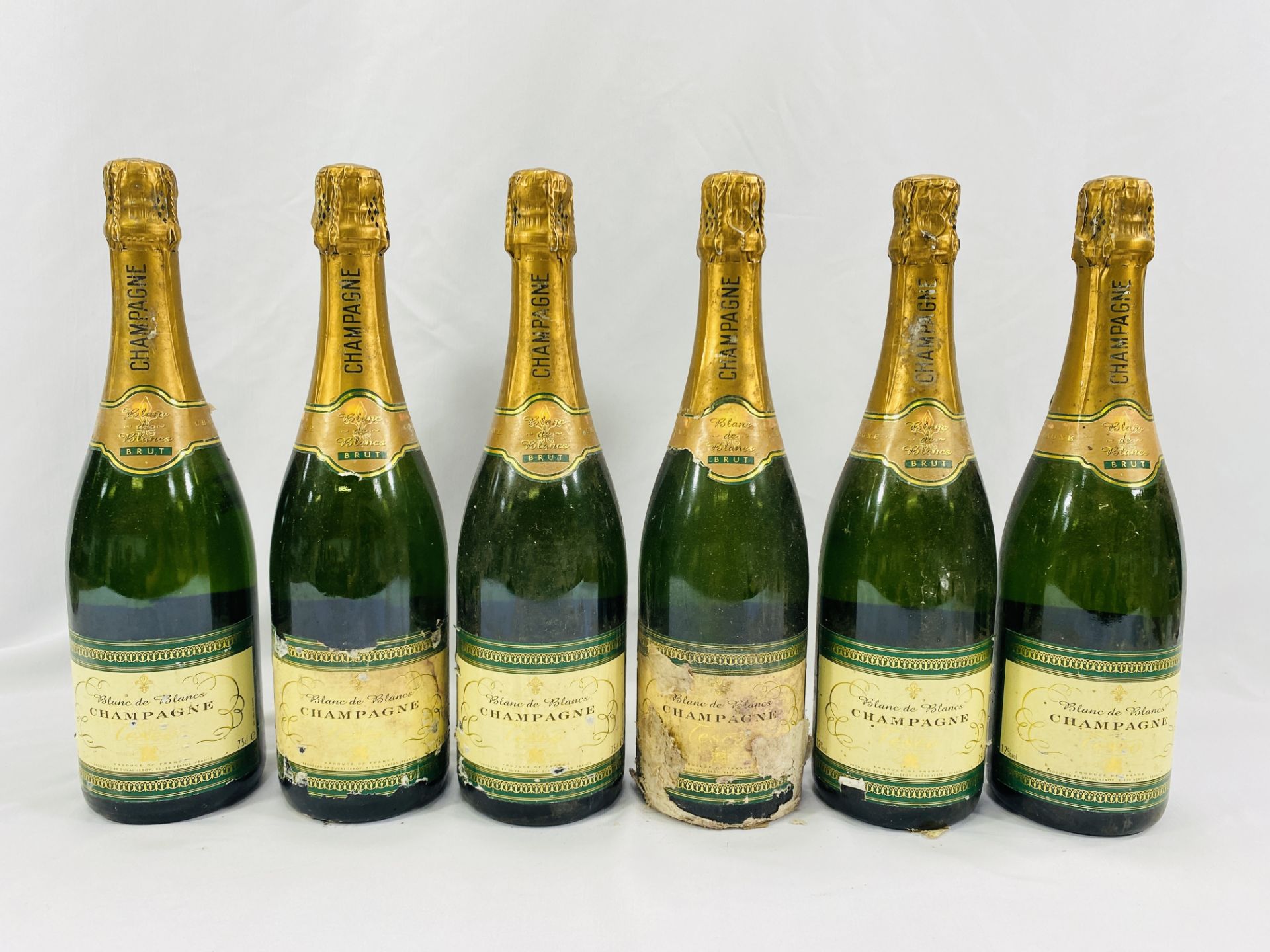 Six bottles Blanc de Blanc champagne