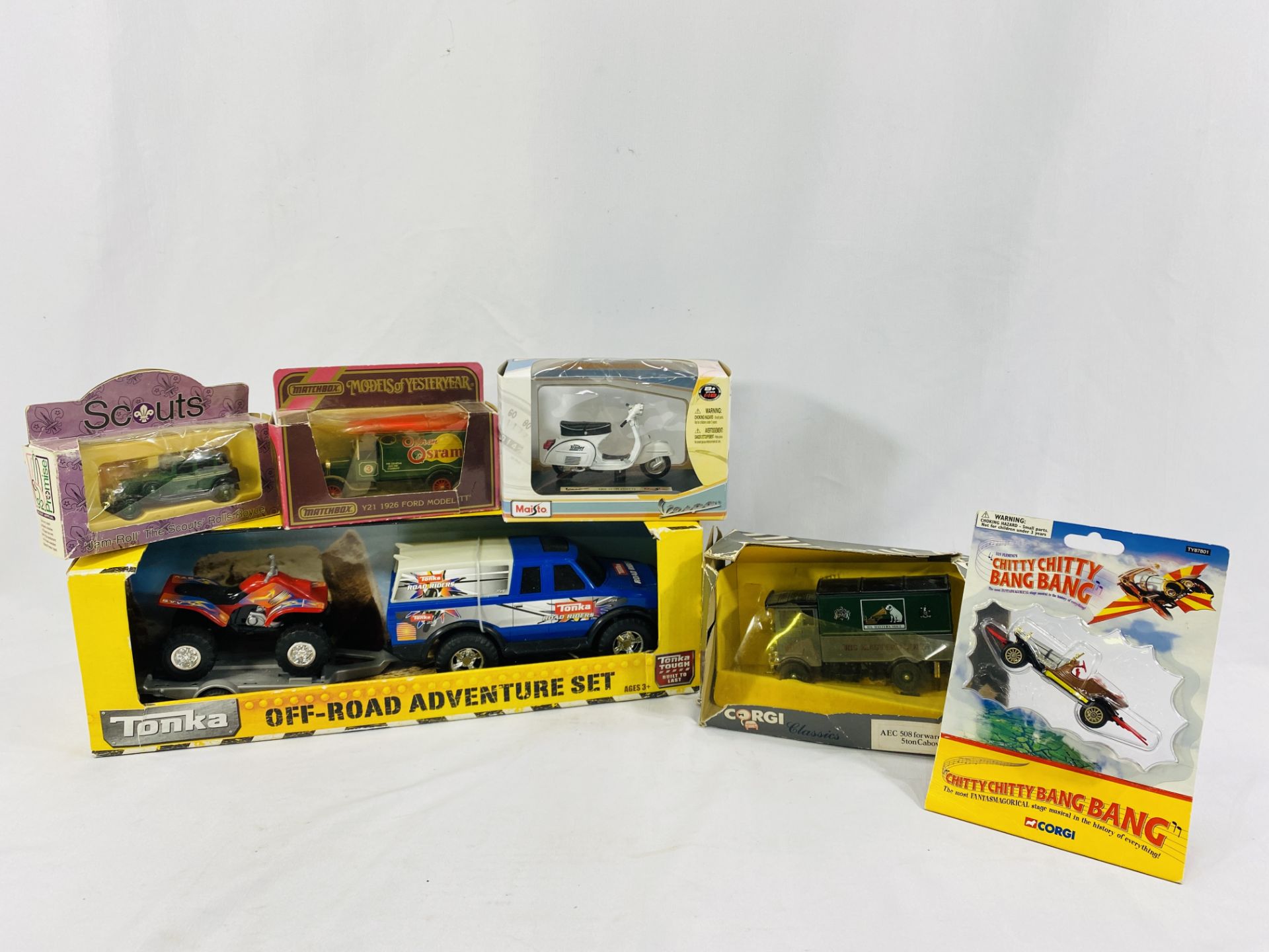 A collection of boxed vehicles
