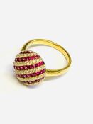 18K gold, diamond and ruby ring