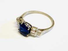 Platinum art deco style sapphire and diamond ring