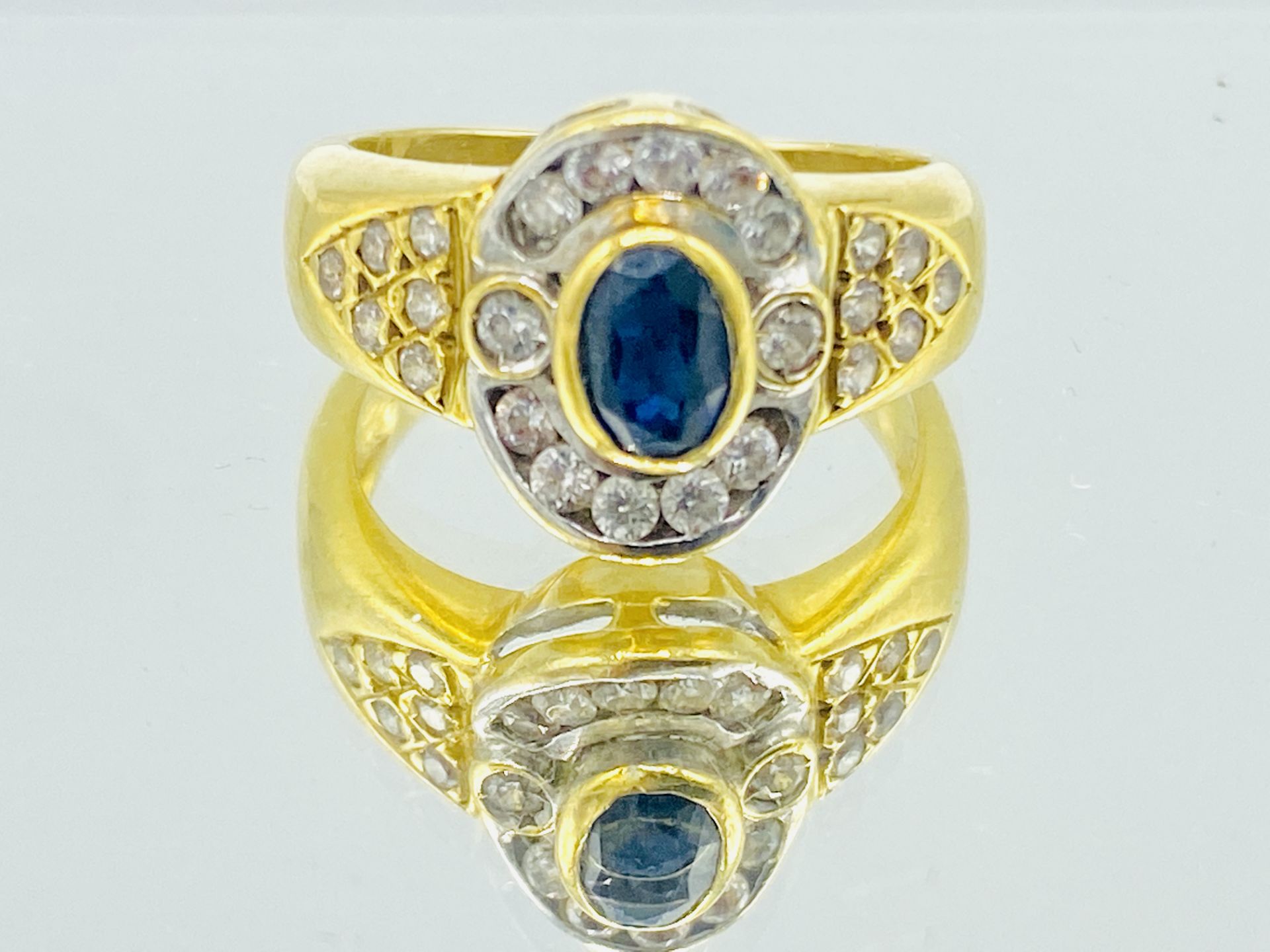 18ct gold, diamond and sapphire ring