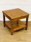 Pine side table with open undershelf