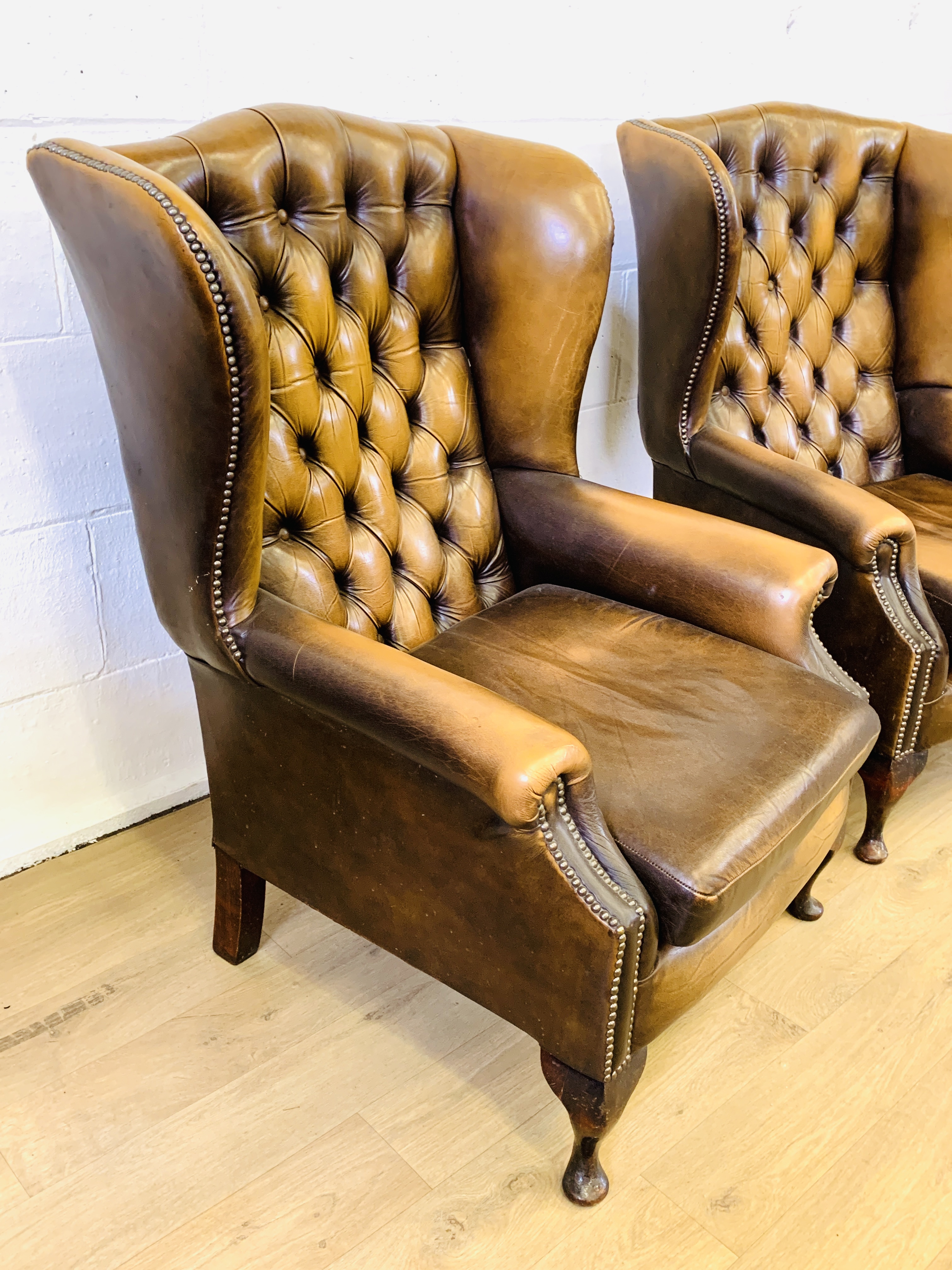Two leather style armchairs - Image 3 of 5