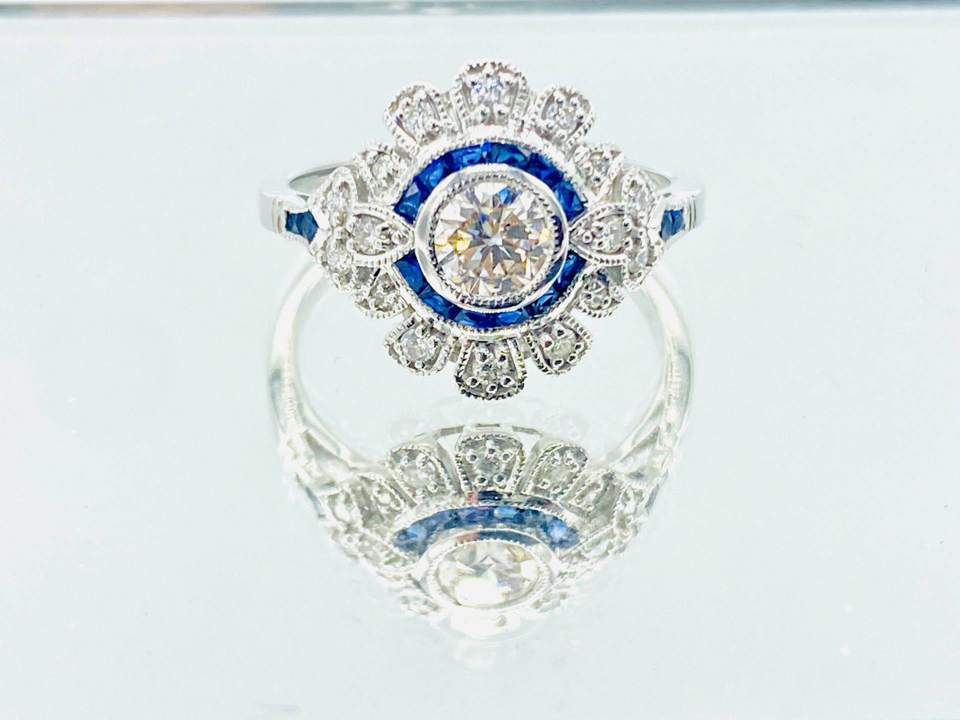 18ct white gold, diamond and sapphire ring - Image 2 of 5