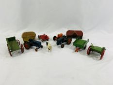 A collection of metal farmyard animals