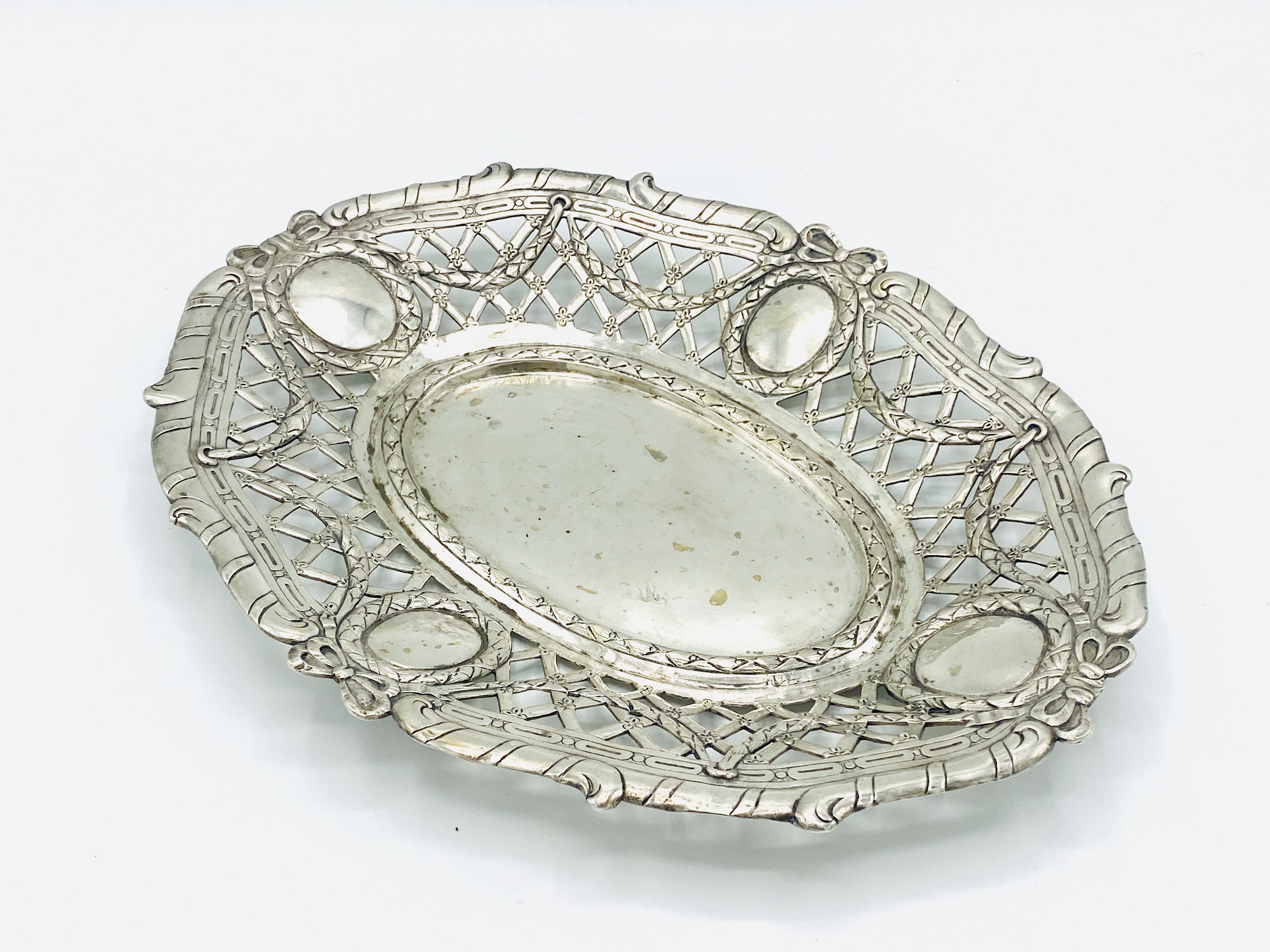 German Hanau silver pierced dish