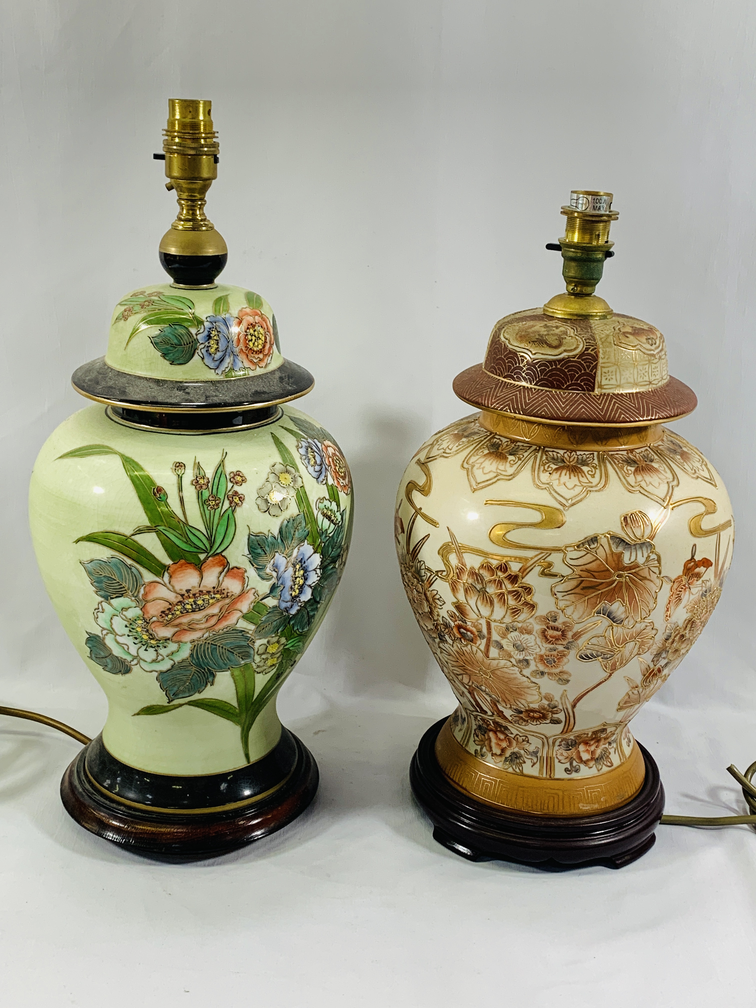 Two Oriental style table lamps