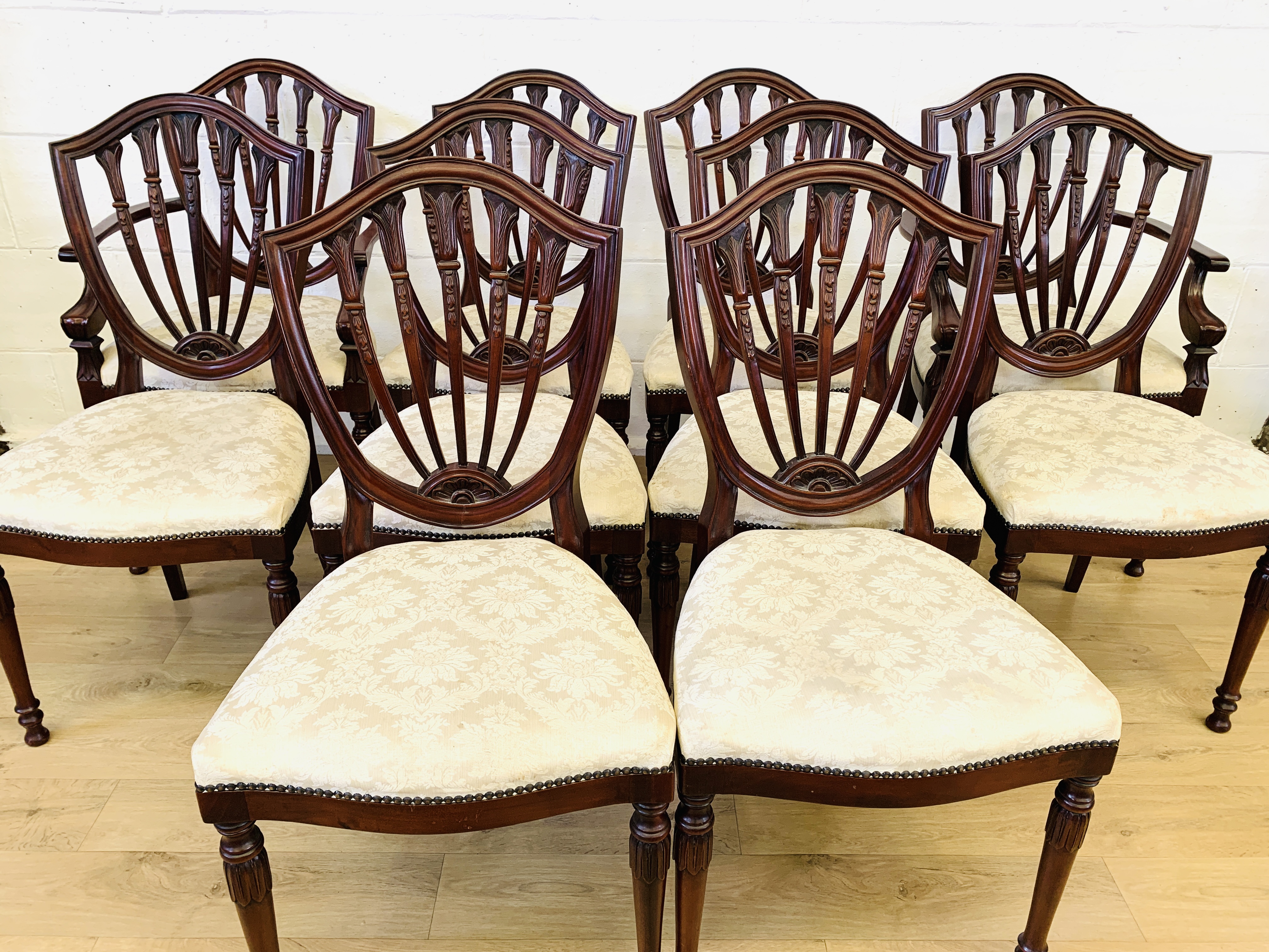 Twelve mahogany dining chairs - Image 2 of 8