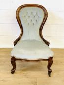 Mahogany upholstered slipper chair