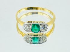 18ct diamond and emerald ring