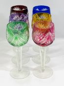 Set of six cut to clear hock glasses