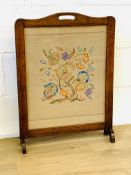 Oak firescreen with tapestry panel
