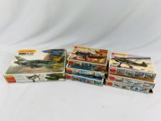 Seven boxed Matchbox model aeroplane kits