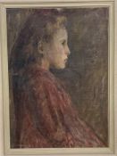 Framed oil on canvas portrait with a bat monogram