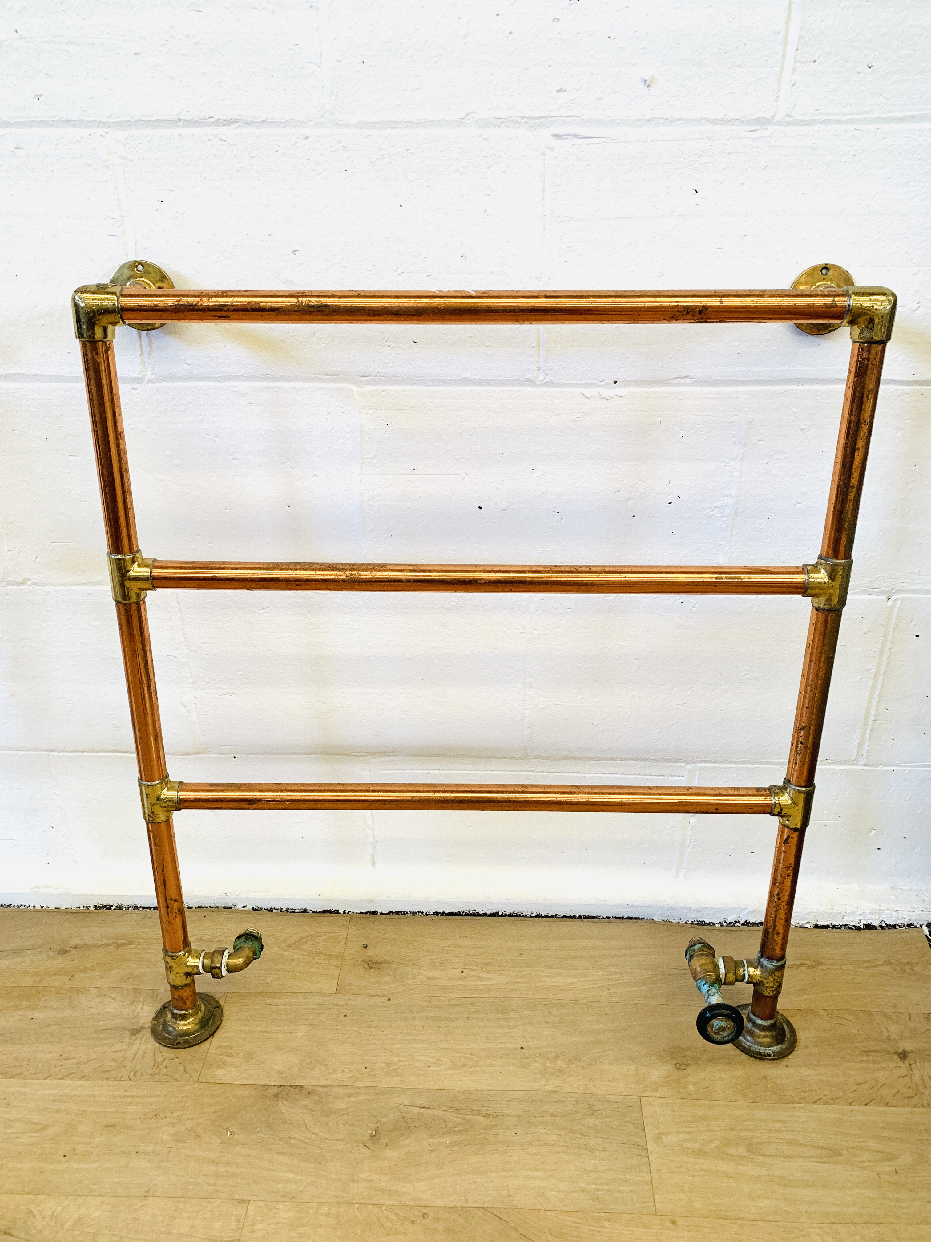 Copper and brass towel rail