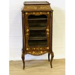 Mahogany glass fronted display cabinet with floral inlay