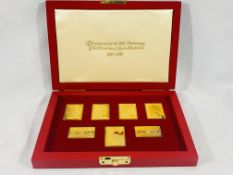 The Coronation Issue' set of seven gold plated sterling silver stamp replicas