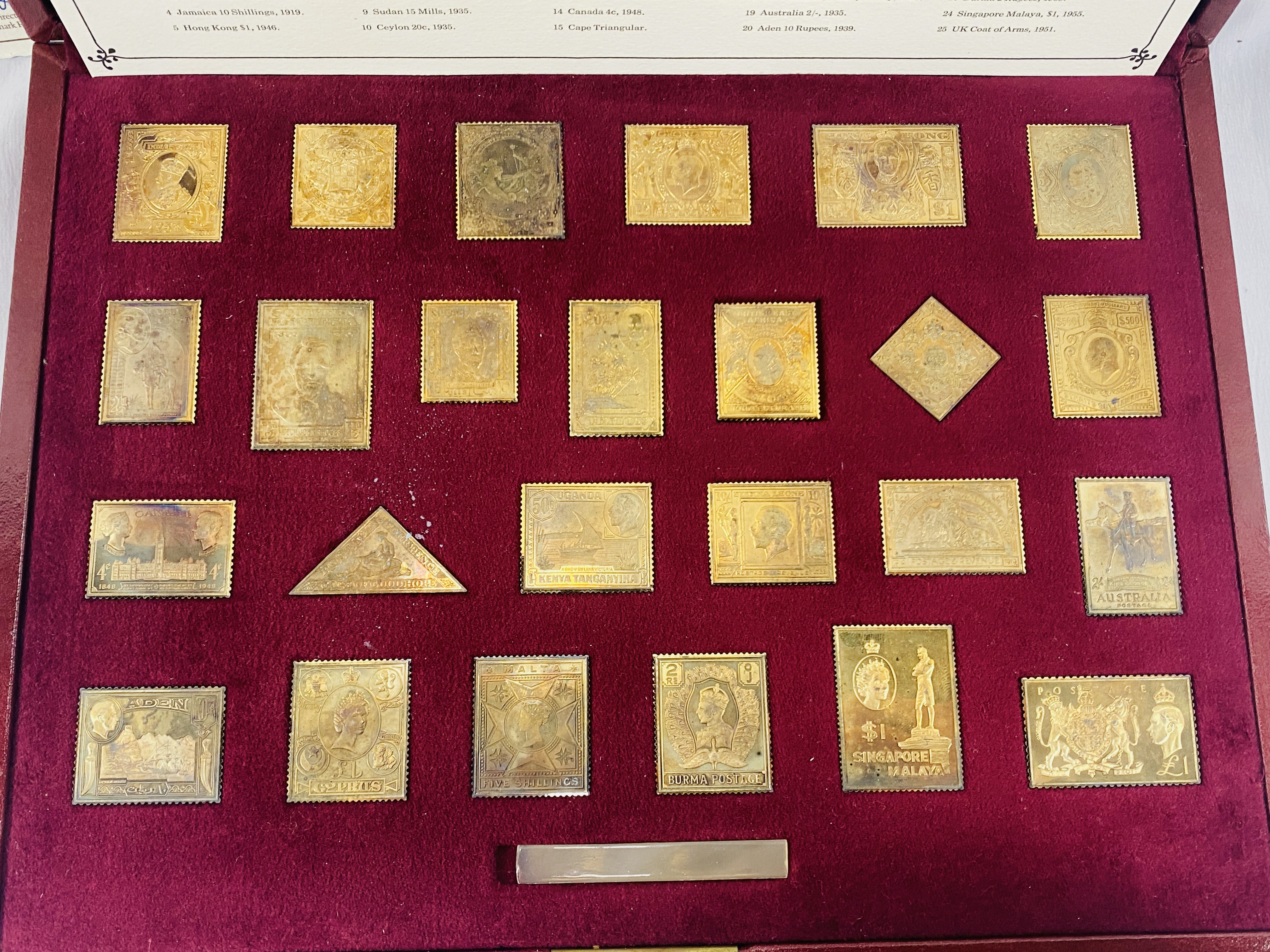 The Empire Collection' set of twenty-five gold plated sterling silver stamp replicas - Image 4 of 4