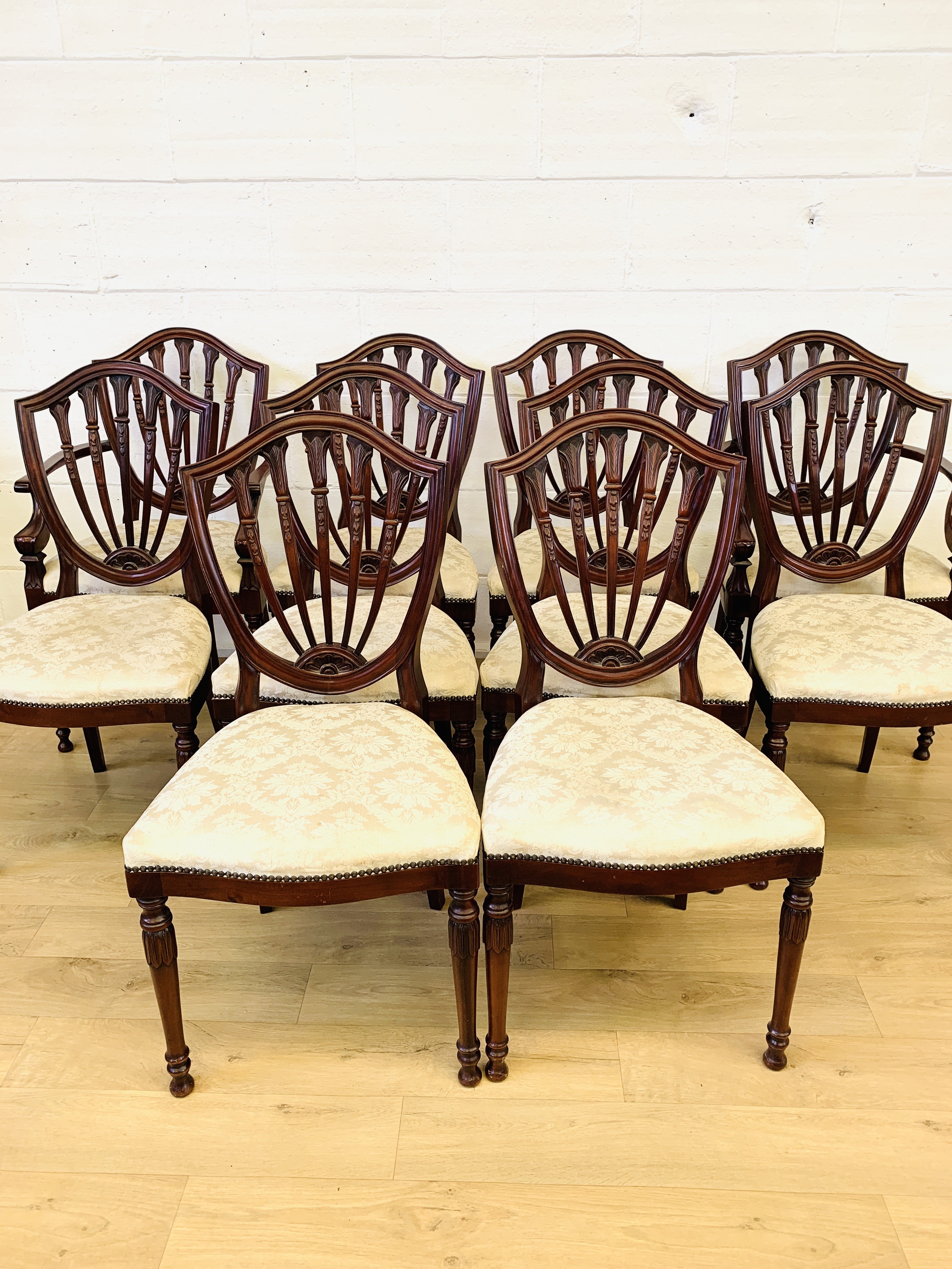 Twelve mahogany dining chairs - Image 4 of 8