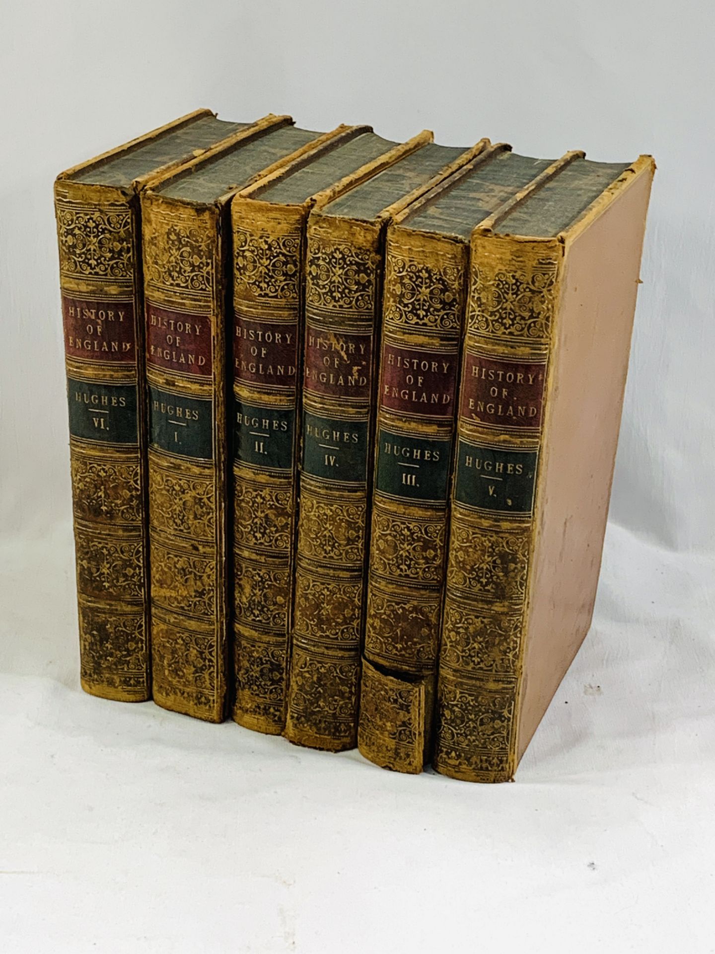 Six leather bound volumes of The History of England