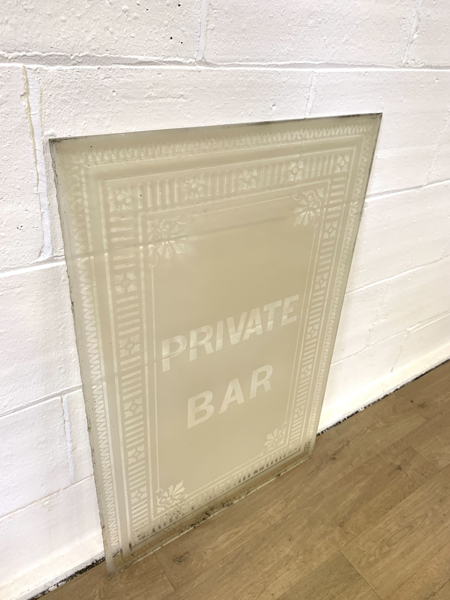 Glass pub sign etched "Private Bar" - Image 3 of 4