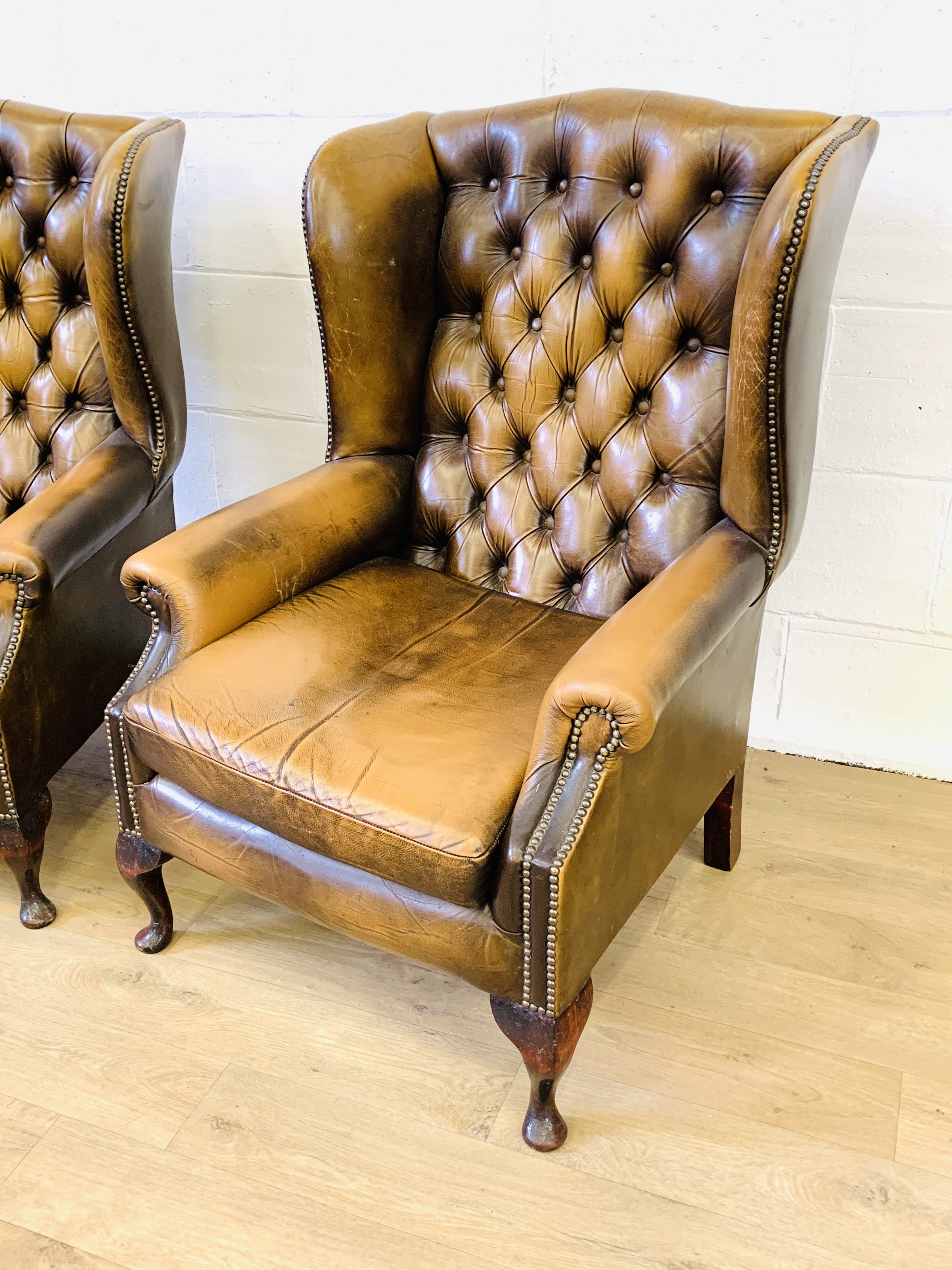Two leather style armchairs - Image 2 of 5