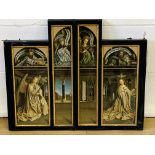 Triptych lithograph of religious scenes