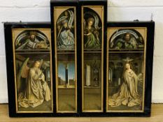 Triptych lithograph of religious scenes