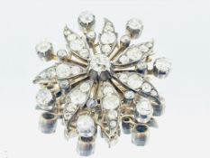 Gold diamond floral brooch