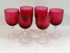 Set of six wine glasses