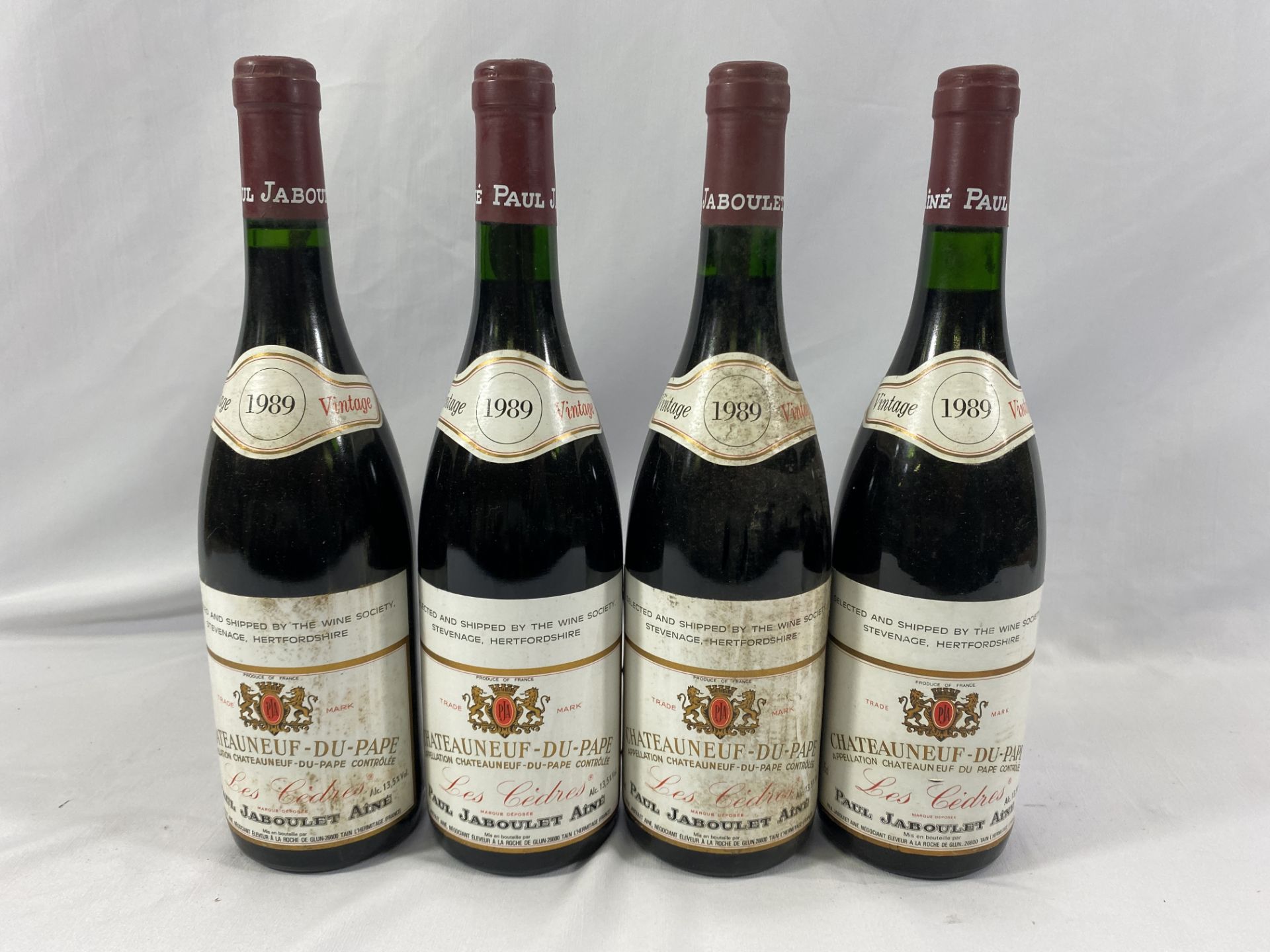 Four bottles 1989 Paul Jaboulet Aine Châteauneuf-du-Pape, Les Cedres