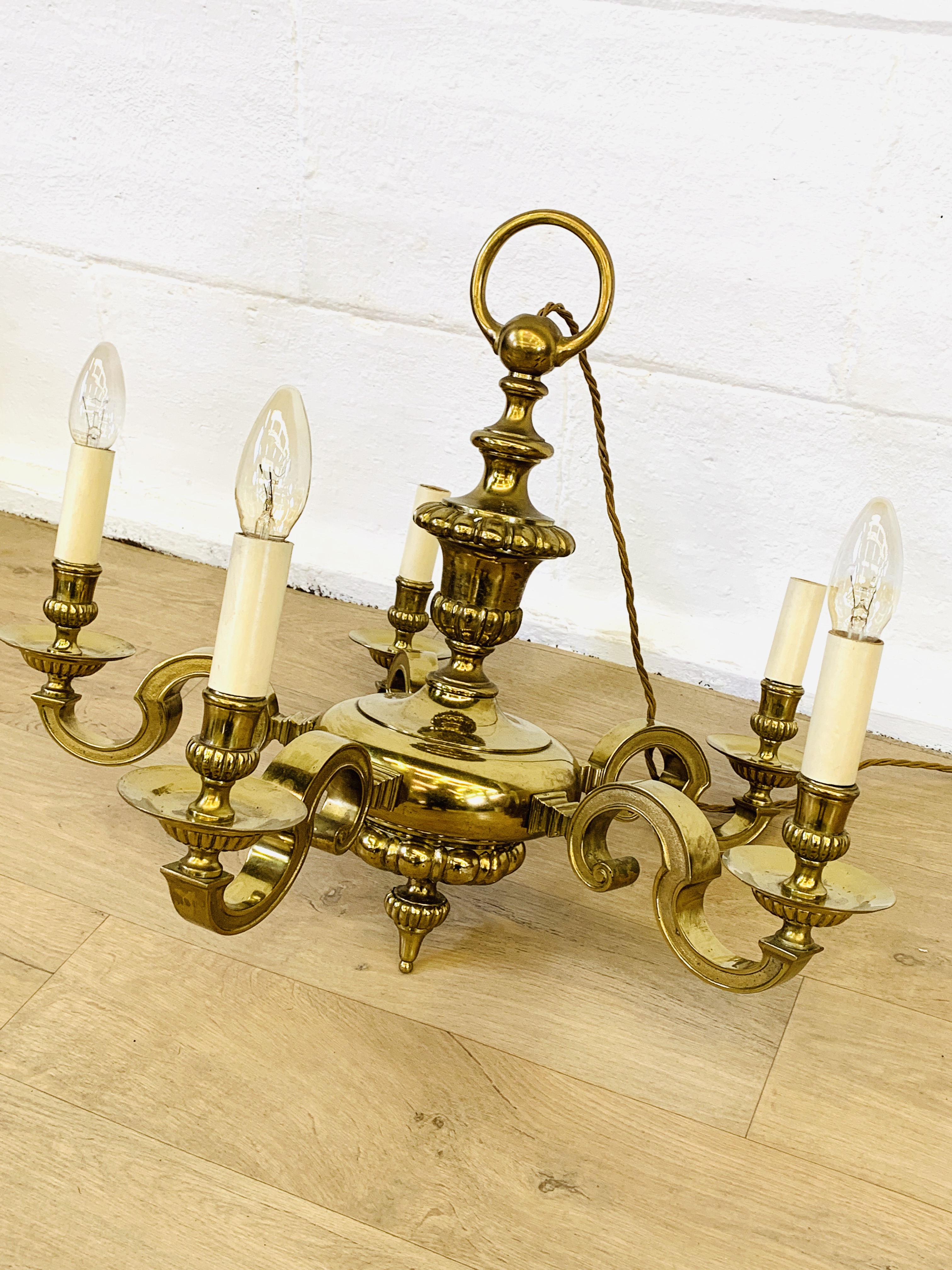 Brass chandelier - Image 3 of 3