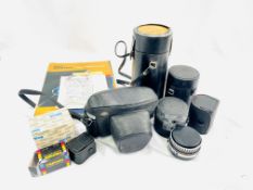 Asahi Pentax SP 500 camera, with lenses and other accessories