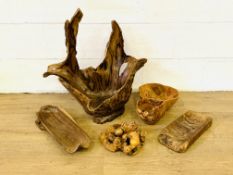 Collection of rustic wood bowls