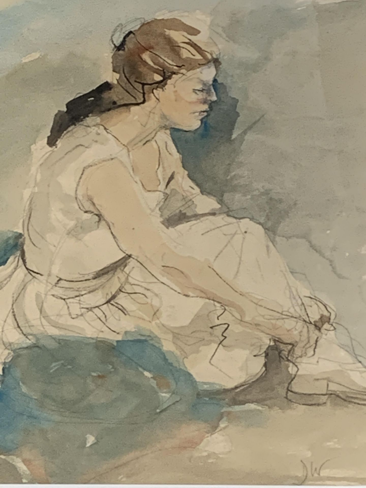 Watercolour of a young lady - Image 2 of 4