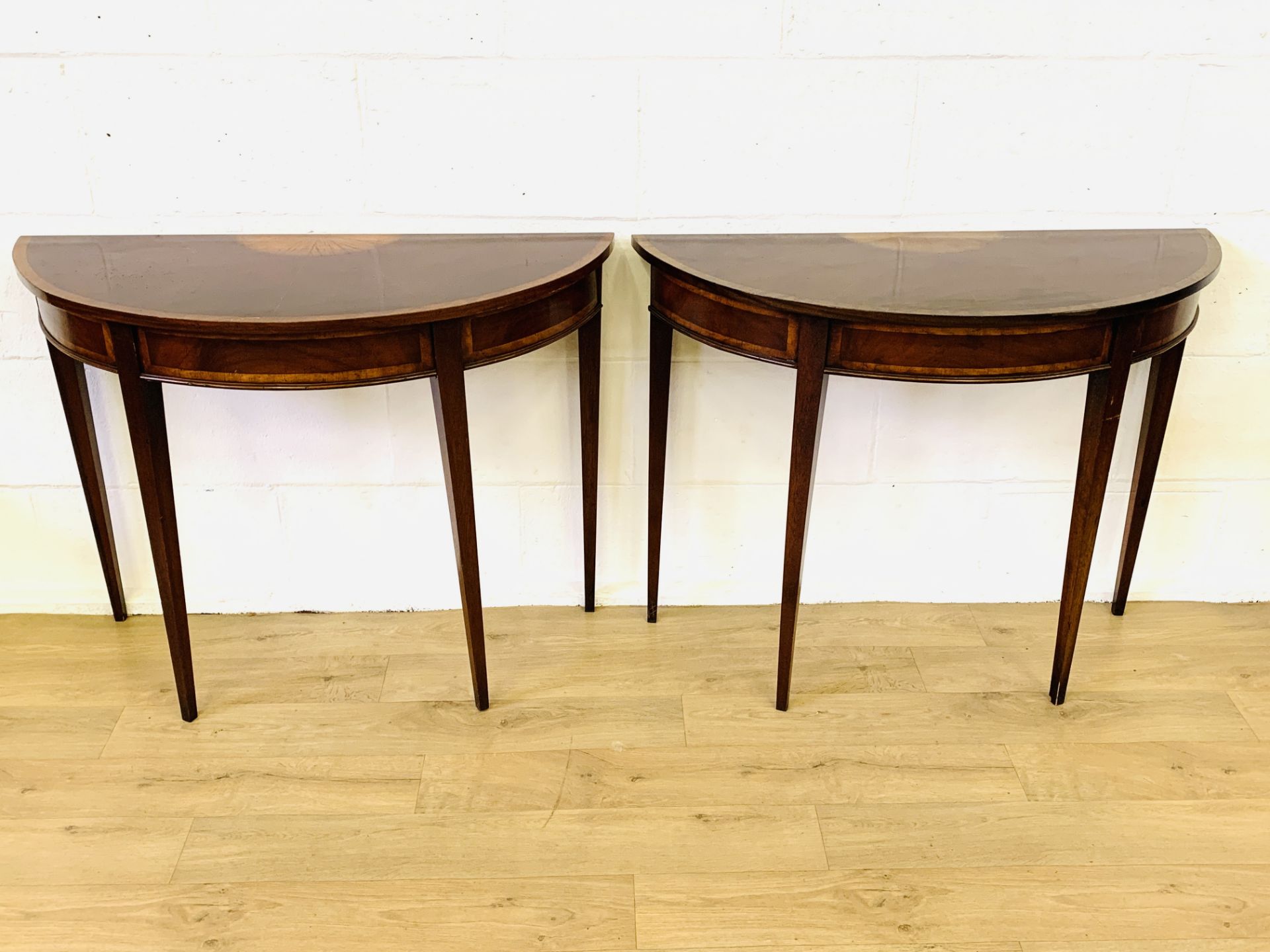 Mahogany demi-lune tables - Image 4 of 6