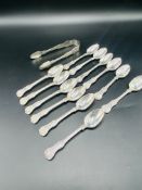 Set of twelve sterling silver tea spoons