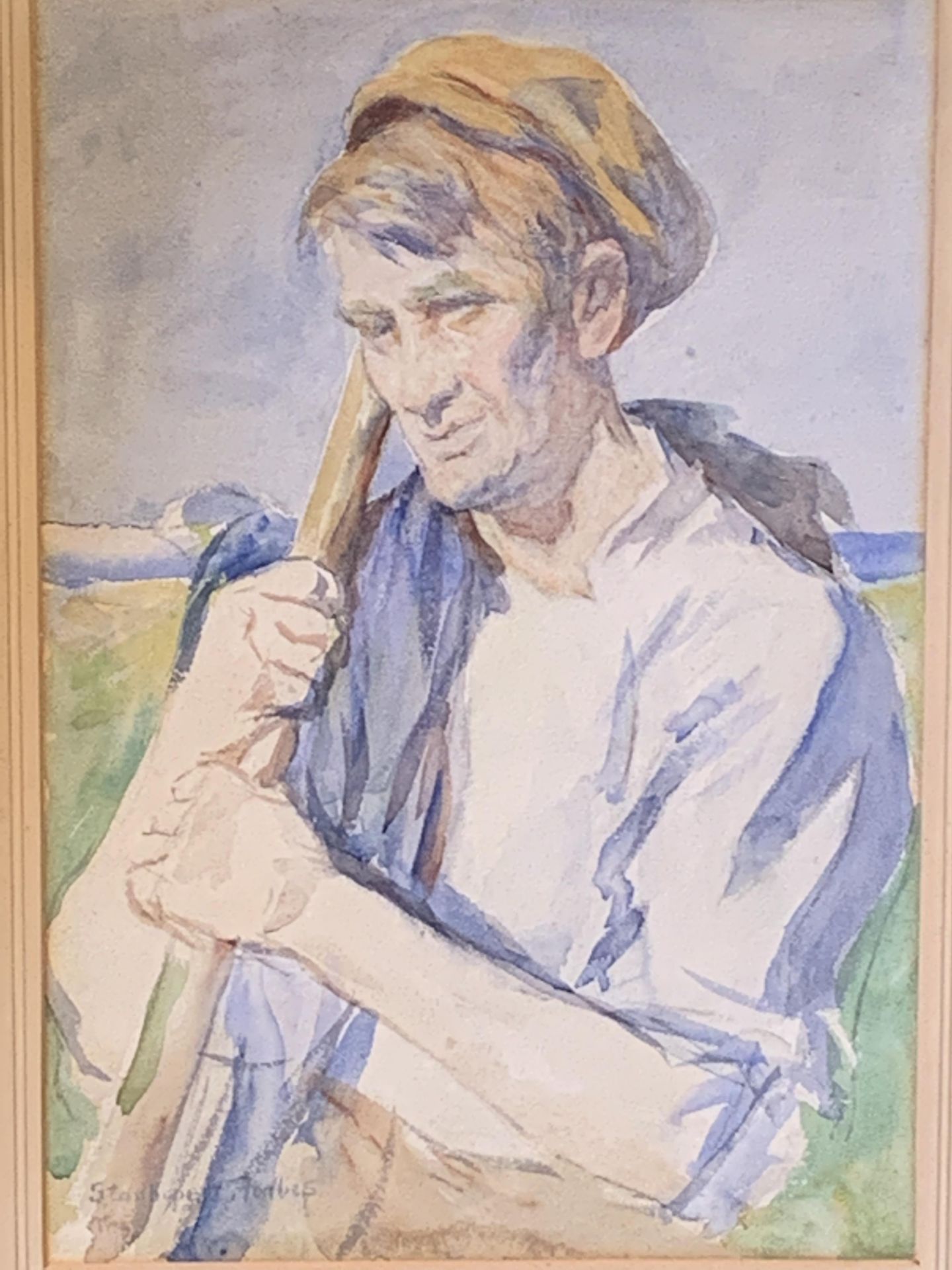 Stanhope Alexander Forbes (1857 - 1947), watercolour of a farmer - Image 3 of 6