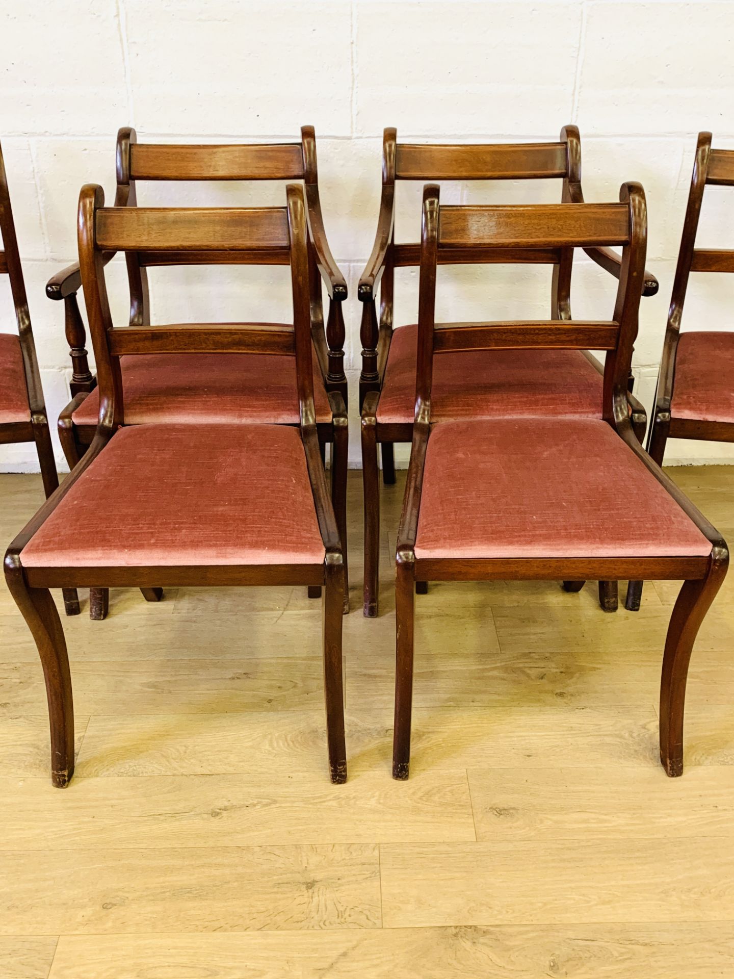 Four mahogany dining chairs with two matching carvers - Image 4 of 7