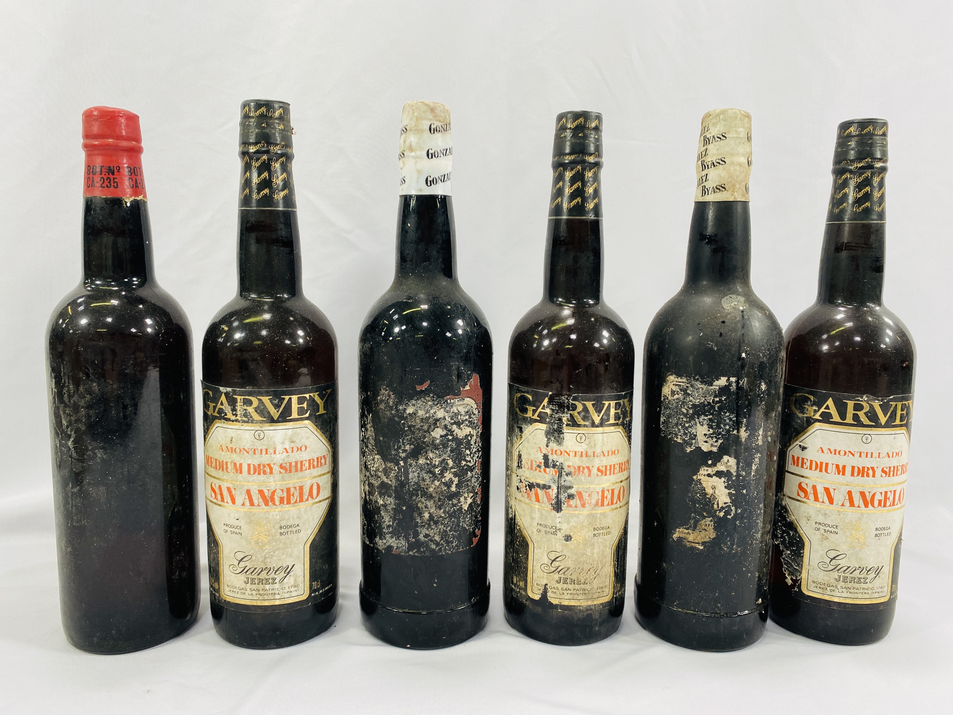 Six bottles of sherry