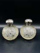 Pair of silver mounted cut glass dressing table bottles