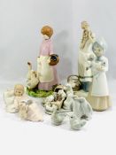 A collection of porcelain figures