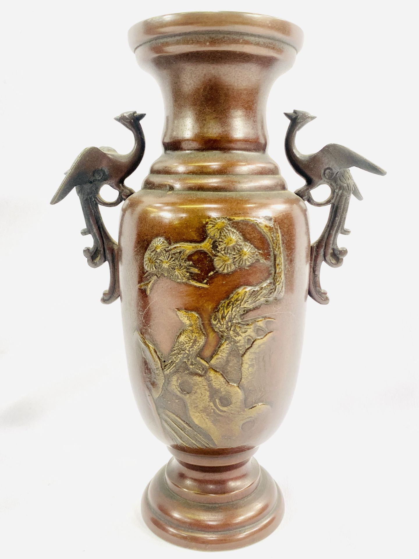 Two meiji period bronze vases - Image 5 of 5