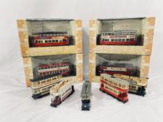 Four boxed Corgi Original Omnibus Company trams; together with five Corgi diecast trams.