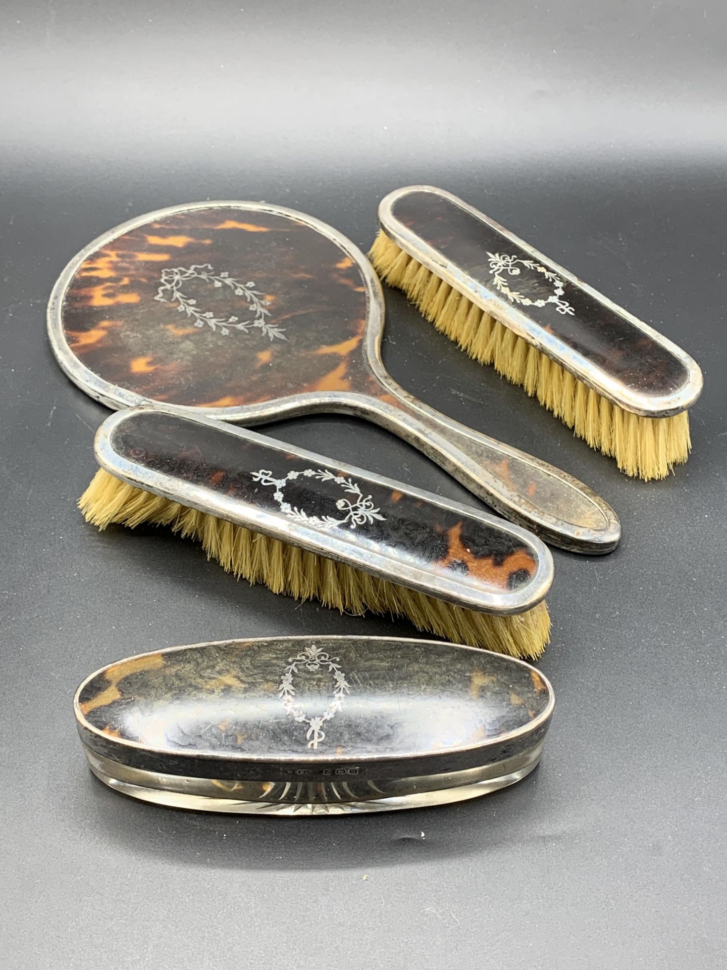 Silver and tortoiseshell dressing table set - Image 5 of 5